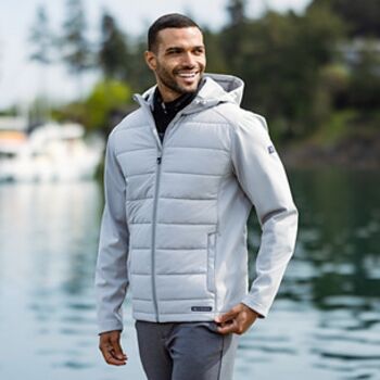 Cutter & Buck Evoke Hybrid Eco Softshell Recycled Full Zip Mens Hooded Jacket Thumbnail