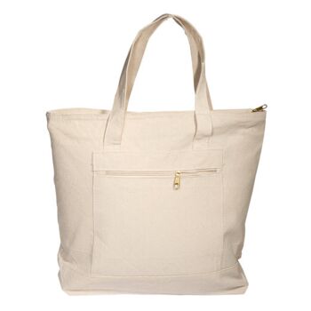 Zippered Cotton Canvas Tote Bag Thumbnail