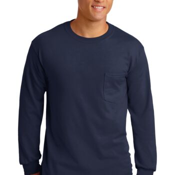 Ultra Cotton™ 100% Cotton Long Sleeve T Shirt with Pocket Thumbnail